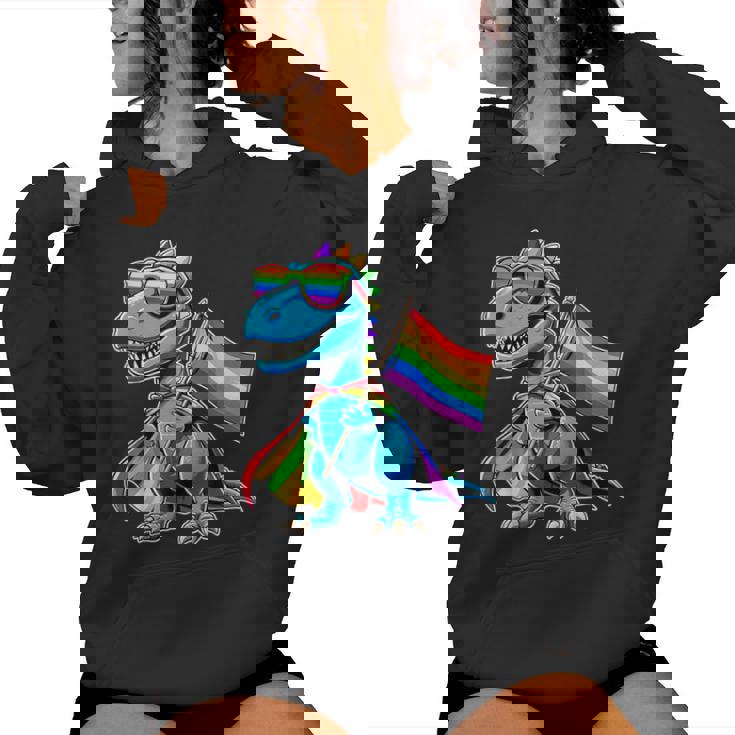 Dinosaur Gay Pride Lgbt Rainbow Flag Women Hoodie