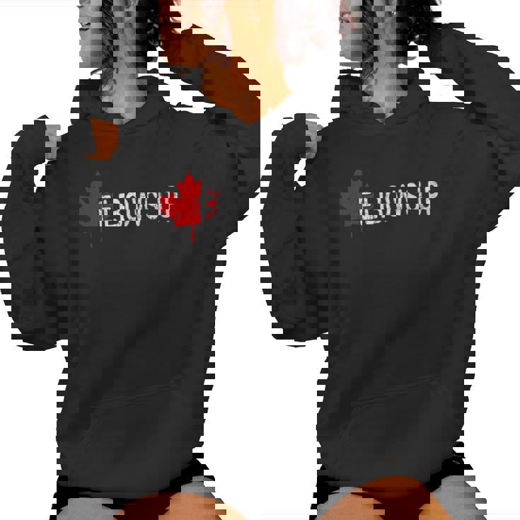 Elbows Up Canada Never 51 カナダ国旗 面白い 男性 女性 ギフト レディースパーカー