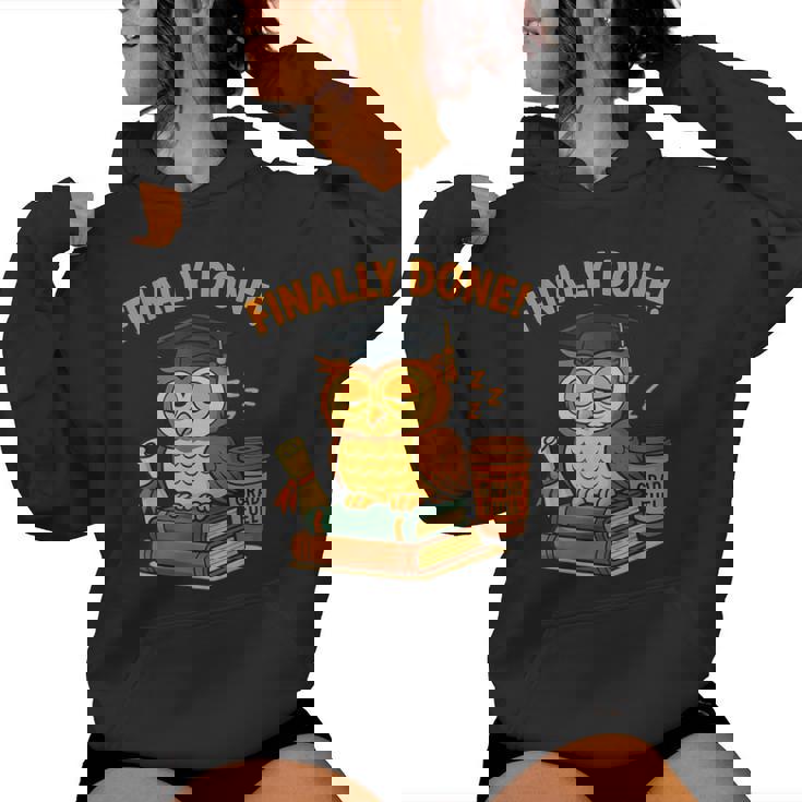 Finally Done Owl Grad 2025 デコレーション レディースパーカー