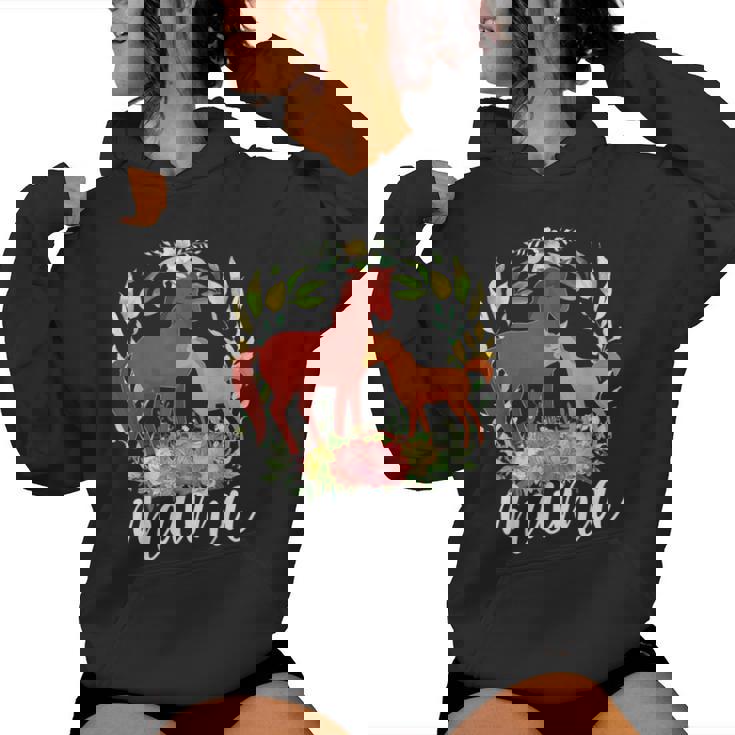 Flowers Mom Horse & Baby Horse Animal Mama Mother's Day Women Hoodie