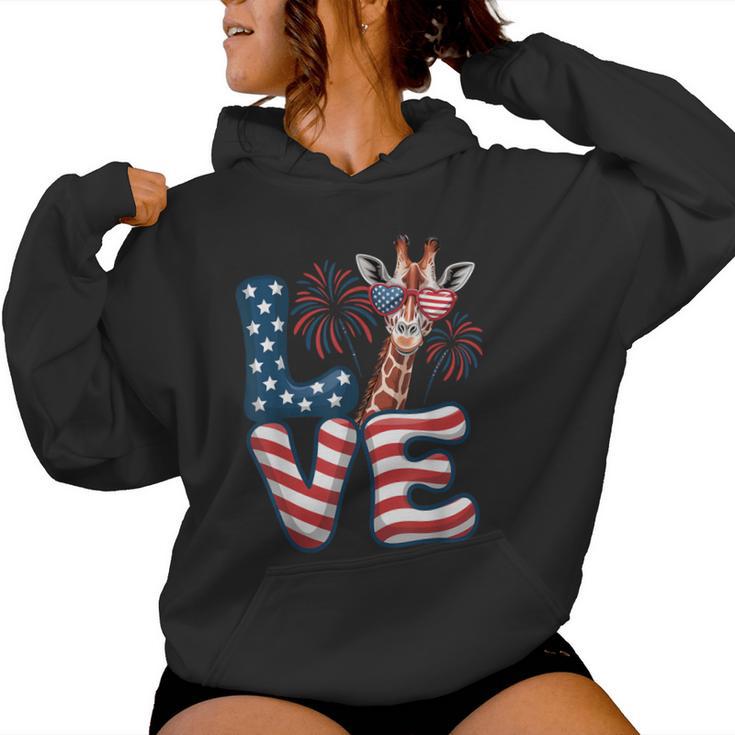 Giraffe Love 4Th Of July Usa Flag Giraffe Women Women Hoodie Giraffe Love 4Th Of July Usa Flag Giraffe Women Women Hoodie
