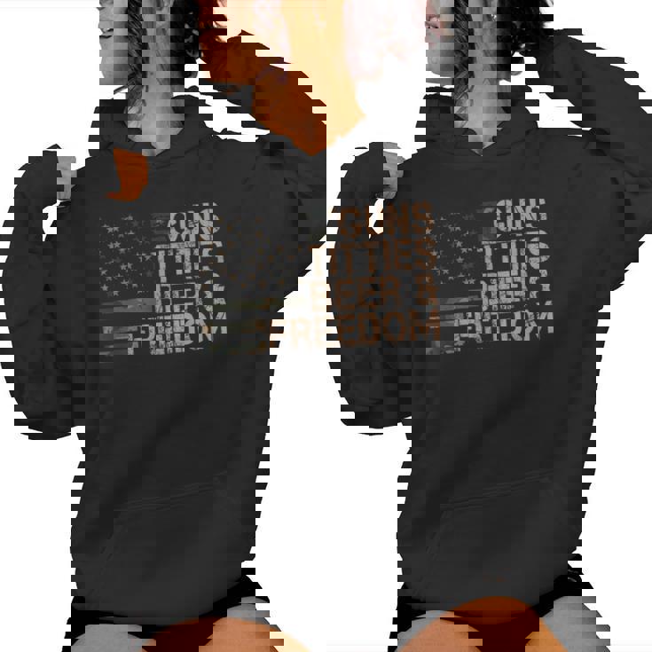 Guns Titties Beer & Freedom Drapeau Américain Humoristique Pour Homme Sweat à capuche femme