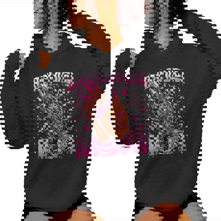 Happy Afro African American Black Queen Mom Women Hoodie