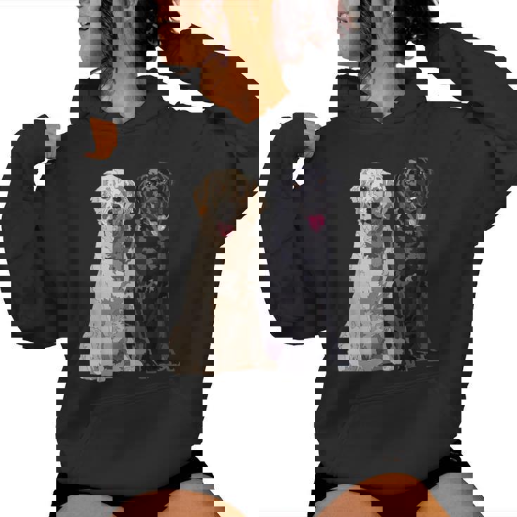 Happy Two Labradors ゴールデンブラック ラボレトリバー Mom Dad レディースパーカー