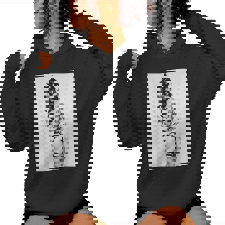 Hot Girl On 男性用 セクシー バッド キティ ピンナップガール B&W レディースパーカー