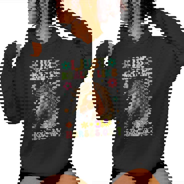 Just Really Like Horses グルーヴィーな乗馬 乗馬 レディースパーカー