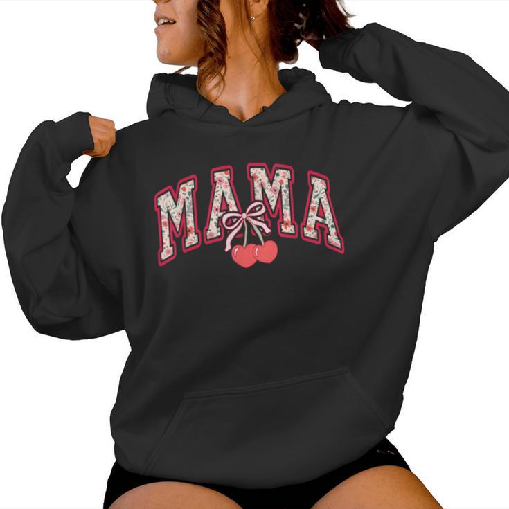 Mama Mommy Cherry Happy Mother's Day Mom Life Coquette Bow Women Hoodie