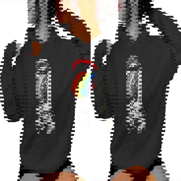 Masc Lesbian Stuff Tongue Rainbow Gay Pride Ally Lgbtq Adult Women Hoodie