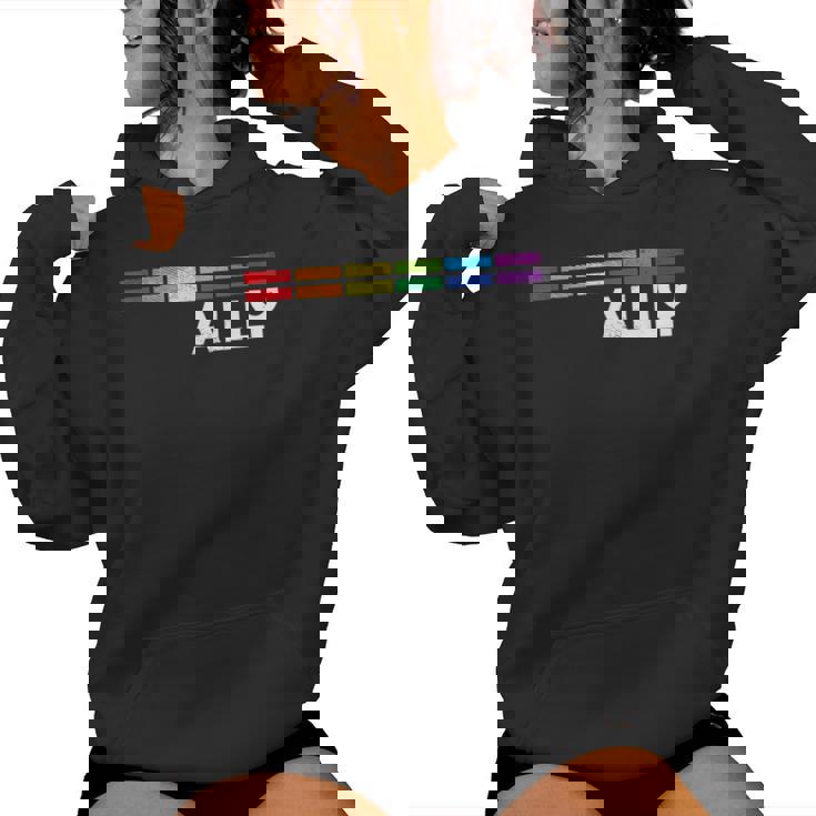 Proud Ally Bars Equality Lgbtq Rainbow Flag Gay Pride Ally レディースパーカー