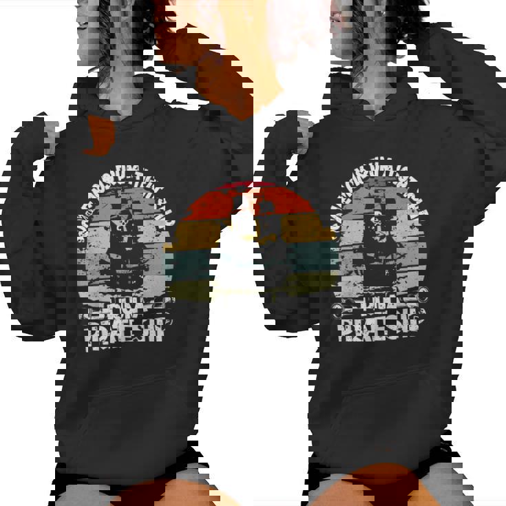 Retro Some Moms Run A Tight Ship Pirate Mama Mother Sunset Women Hoodie