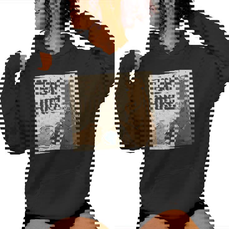 Team Horse 面白い馬のデザイン レディースパーカー