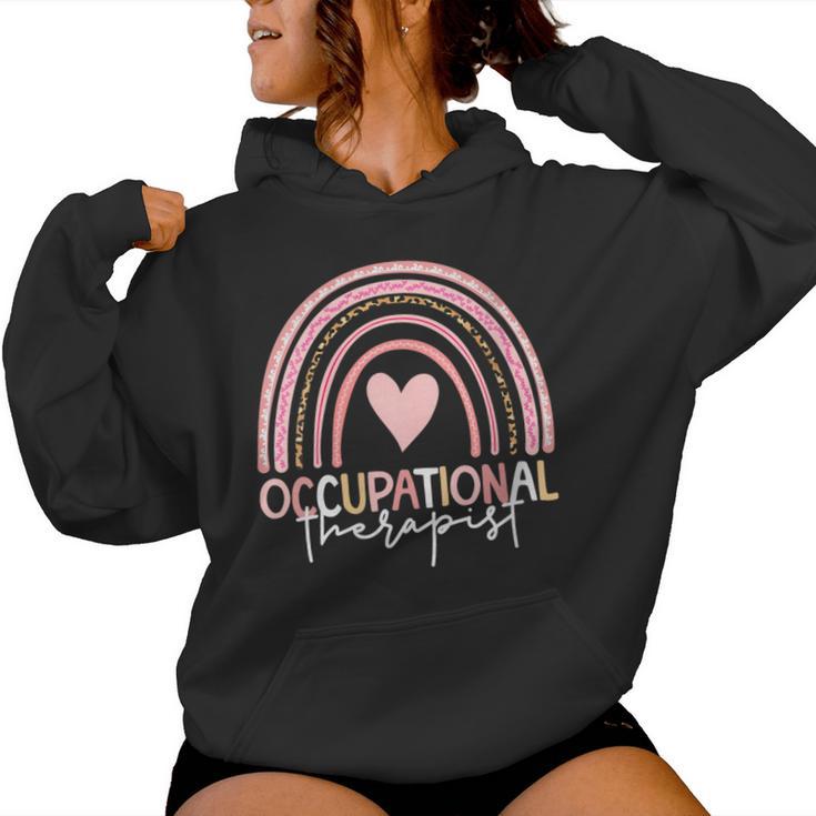 Terapeuta Ocupacional Boho Rainbow Terapeuta Ocupacional Cuello Sudadera con capucha para mujer