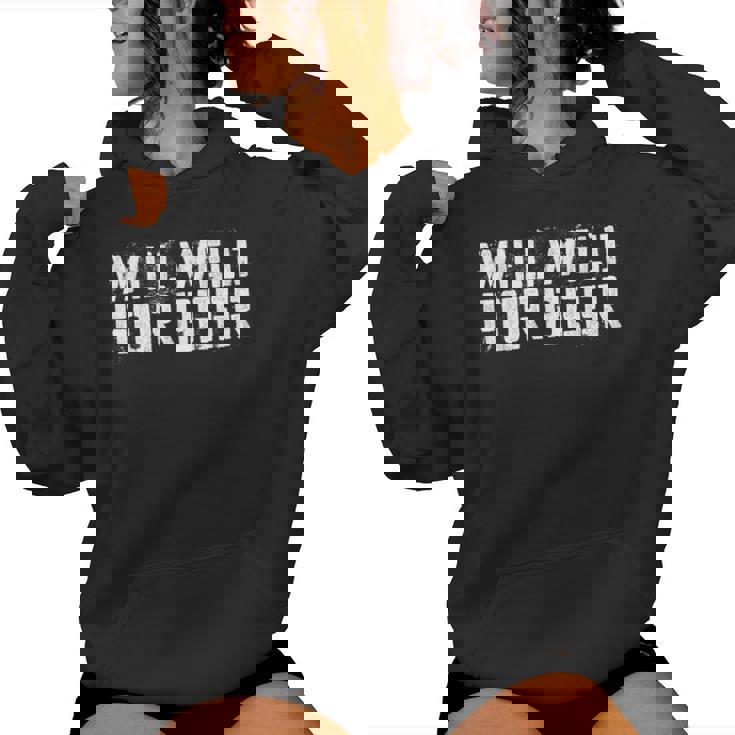 Will Weld For Beer 溶接シャツ レディースパーカー