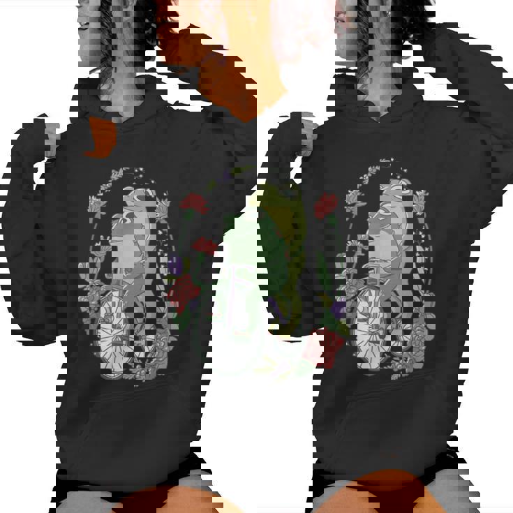 かわいい カエル 自転車 花 カワイイ 美的 気まぐれなロマンチック レディースパーカー