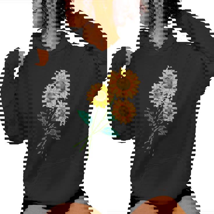 ひまわりの花束 春のフローラルガーデン 黄色の花 レディースパーカー