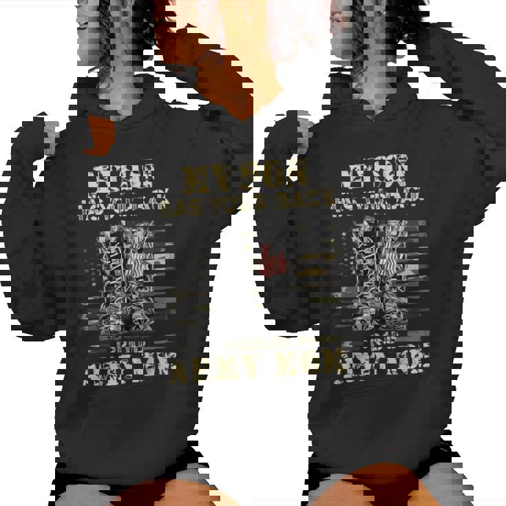 メンズ アメリカ国旗デザイン Myon Has Your Back Proud Army Mom レディースパーカー