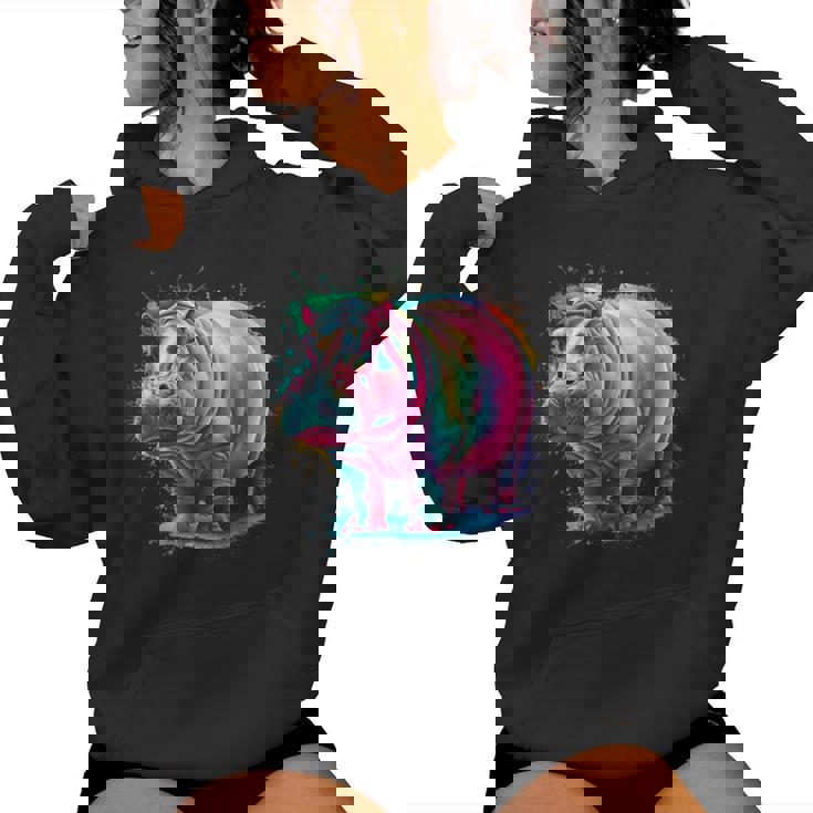 カバ 男性 女性 カラフル 水彩 カバ レディースパーカー