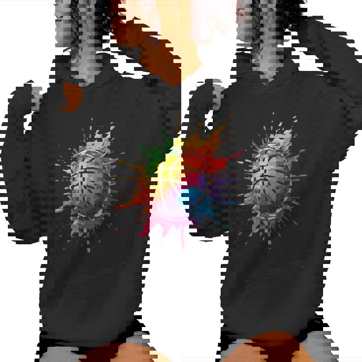 バスケットボール スポーツ ペイント スプラッシュアート カラフル 男の子 女の子 キッズ レディースパーカー