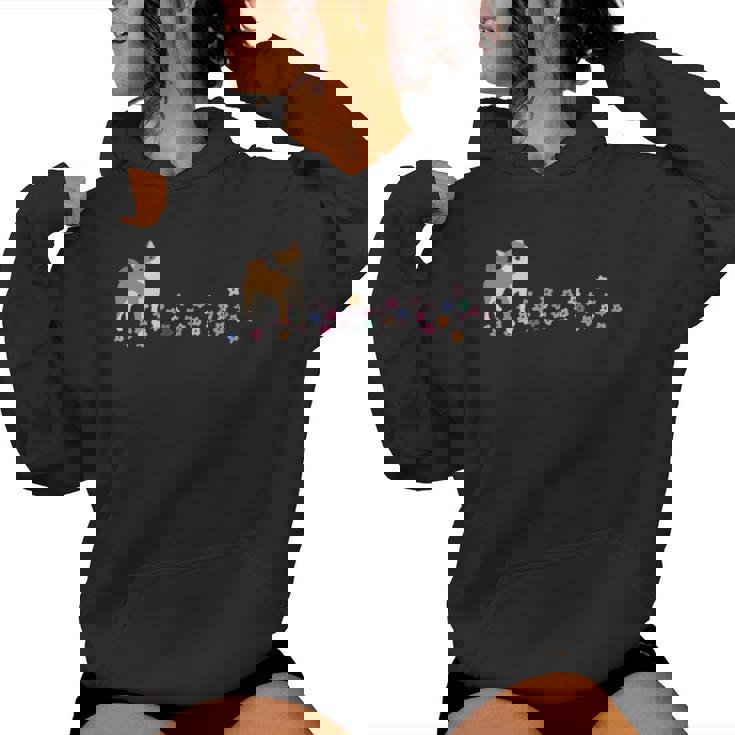 柴 いぬ 柴犬 イラスト おしゃれ シンプル かわいい 花 手描き 手書き 春の色 犬飼い 犬好き 犬柄 長袖tシャツ レディースパーカー