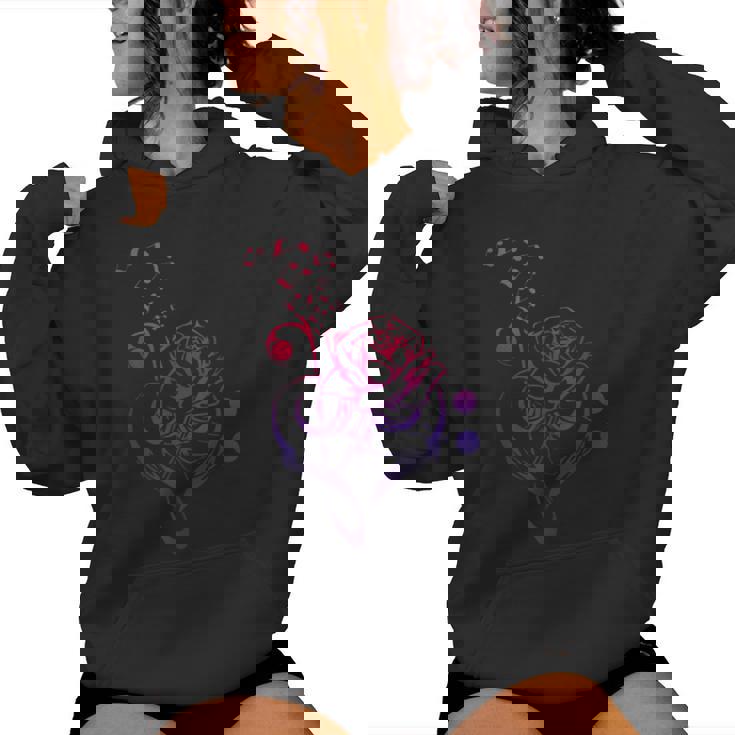 薔薇の花 ピアノ ミュージシャン 音符 ラブミュージ レディースパーカー