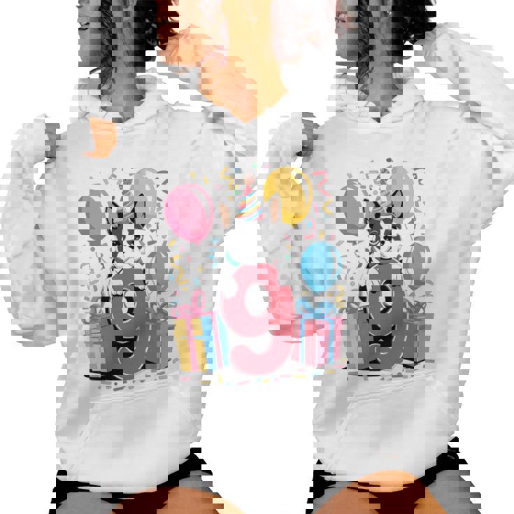 9歳の誕生日 男の子 女の子 9歳 9歳 ボストンテリア 長袖tシャツ レディースパーカー