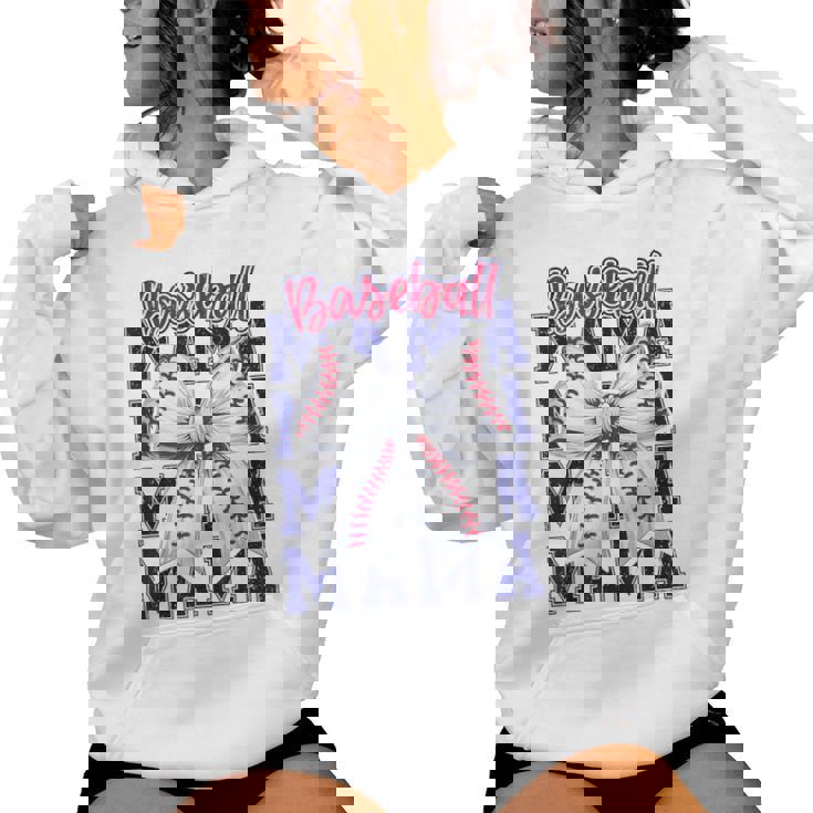 Baseball Mama Coquette Bow Mom Mothers Game Day Baseball Women Hoodie
