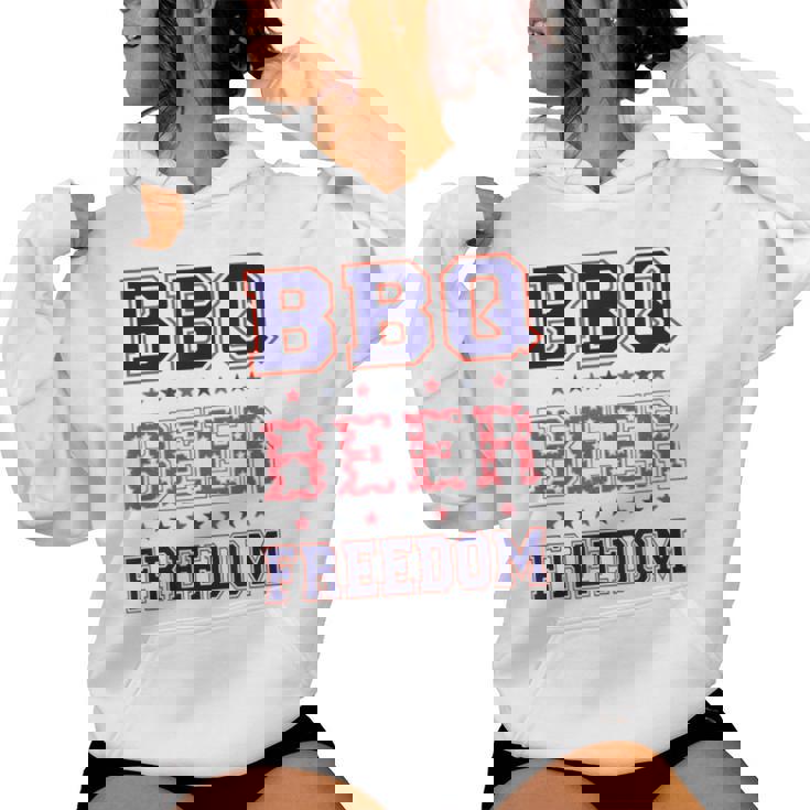 Bbq Beer Freedom レディースパーカー