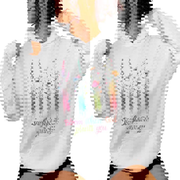 Christian Wildflowers Brushstroke Bloom Where God Plants You Women Hoodie