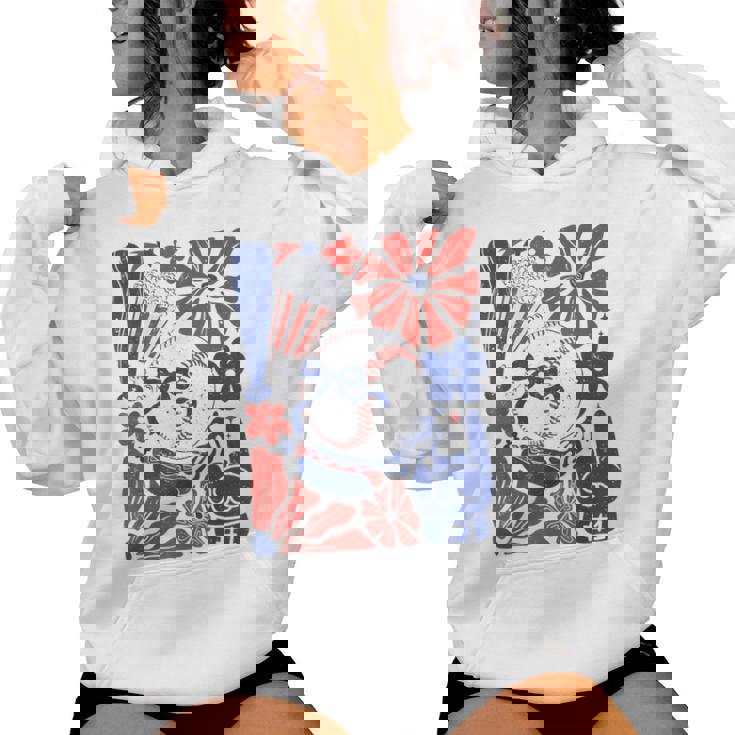 Coquette Bow Game Day Baseball Softball Cheer Mom Vintage Women Hoodie