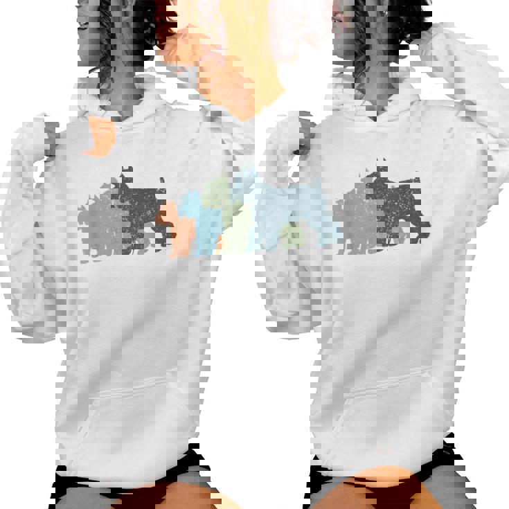 Dog Mom & Dad シルエット ヴィンテージ シュナウザー レディースパーカー