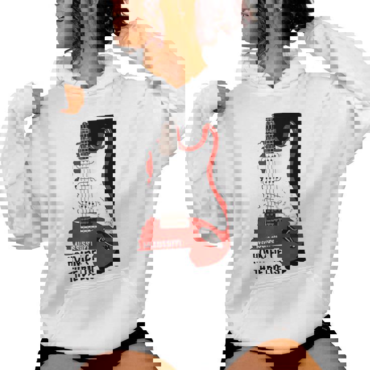Estado De Mississippi Inicio De Los Blues Music Guitar Tunes Sudadera con capucha para mujer