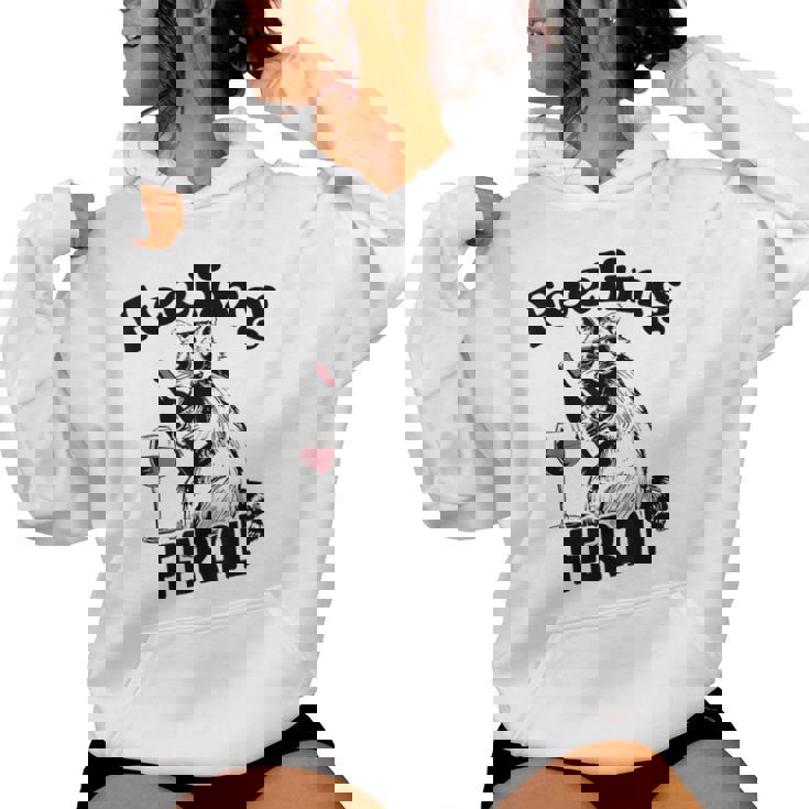 Feeling Feral アライグマ ミーム アルコール 飲酒 恋人 男性 女性 レディースパーカー