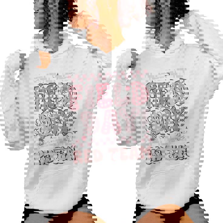 Field Day Red Team Groovy Smile Face Checkered Students Women Hoodie