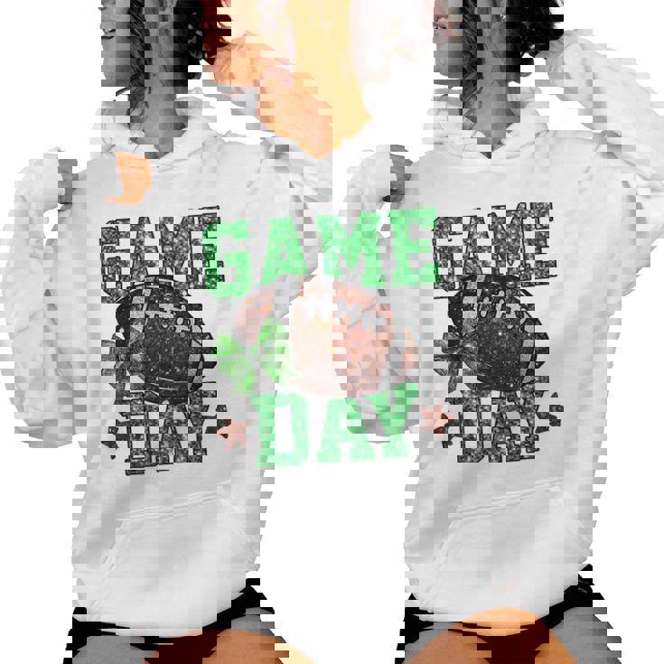 Game Day Touchdown Football Mom Girls Go Cheer Green Women Hoodie