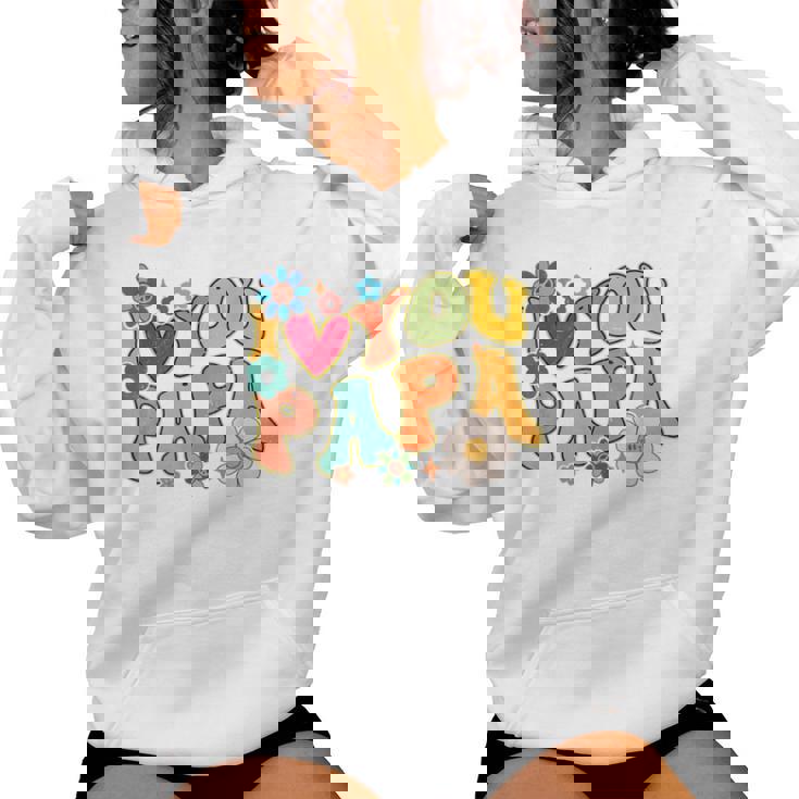 Groovy 父の日 I Love You Papa フラワー ヒッピー レディースパーカー