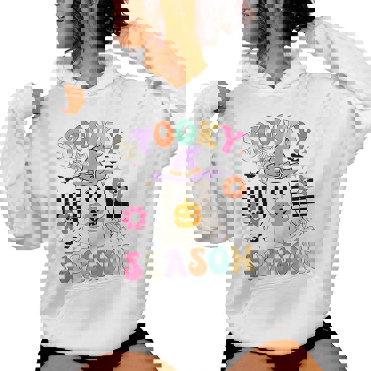 Groovypookyeason レトロ ゴースト 持株 パンプキン ハロウィン レディースパーカー