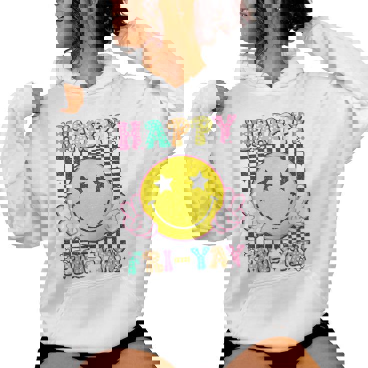 Happy Fri-Yay Groovy Teacher Friday Weekend Fri Yay Women Hoodie
