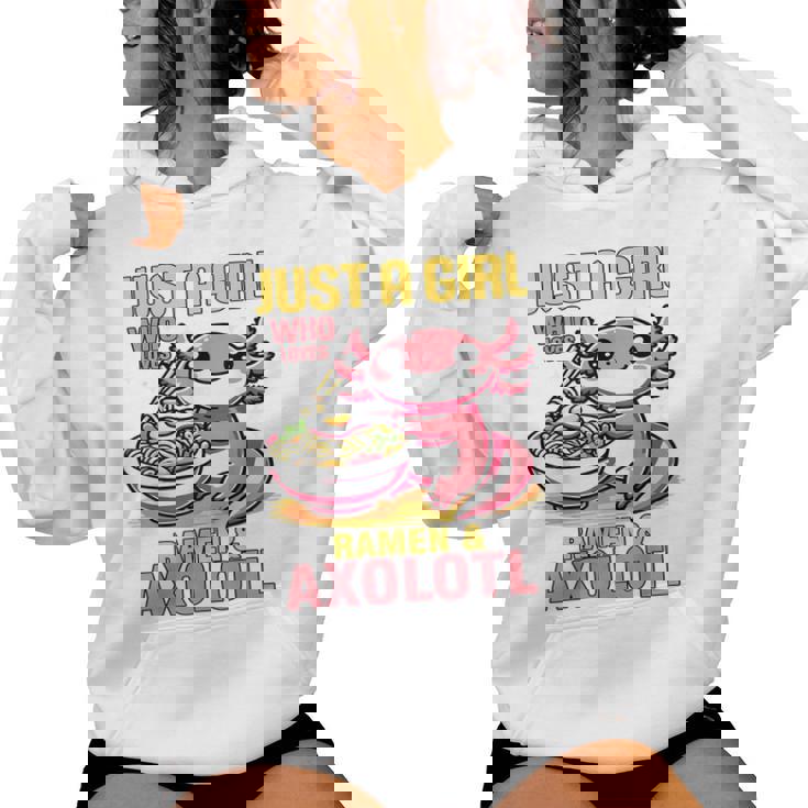 Just A Girl Who Loves Ramen And Axolotl Pink Kawaii Axolotl レディースパーカー