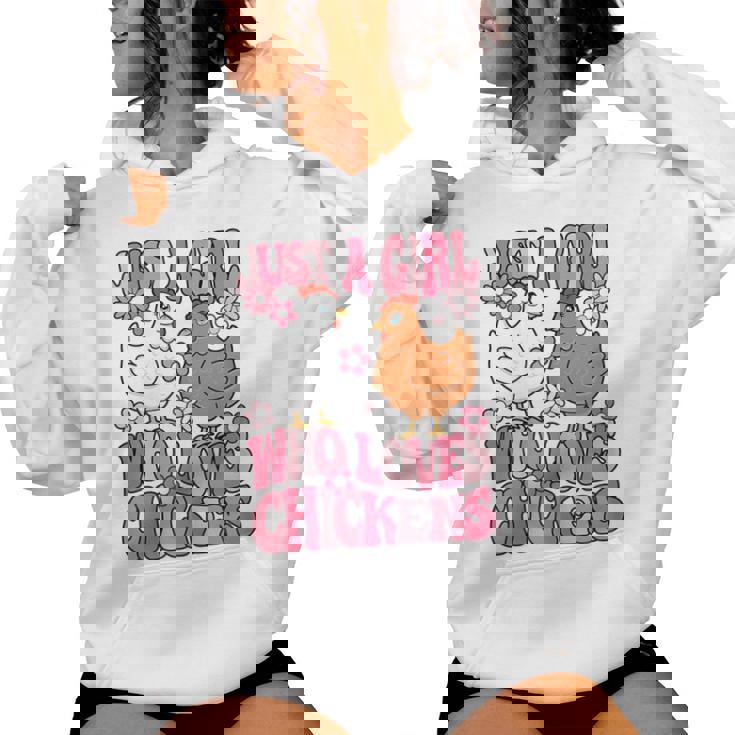Just A Girl Who Loves Chickens Groovy Chicken Lover Girls Women Hoodie