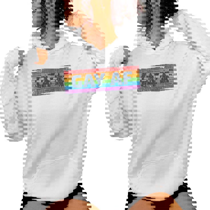 Lgbtq Gay Af Pride Lgbt Ally Rainbow Flag Retrointage レディースパーカー