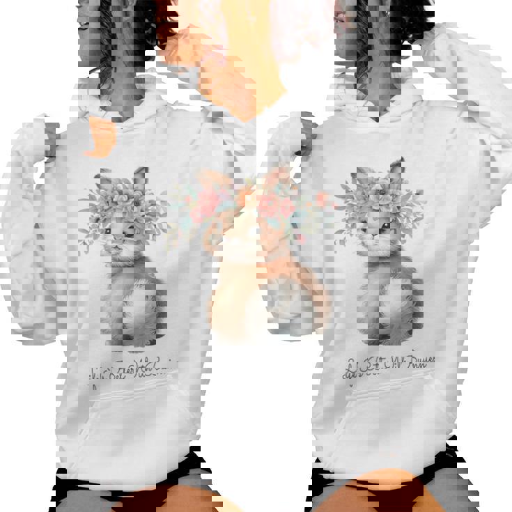 Life Is Better With Bunnies 水彩 ウサギ 花柄 ウサギ レディースパーカー