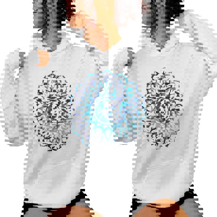 Mandala Luna Estrellas Azul Yoga Budistapiritual Namaste In Mangas Sudadera con capucha para mujer