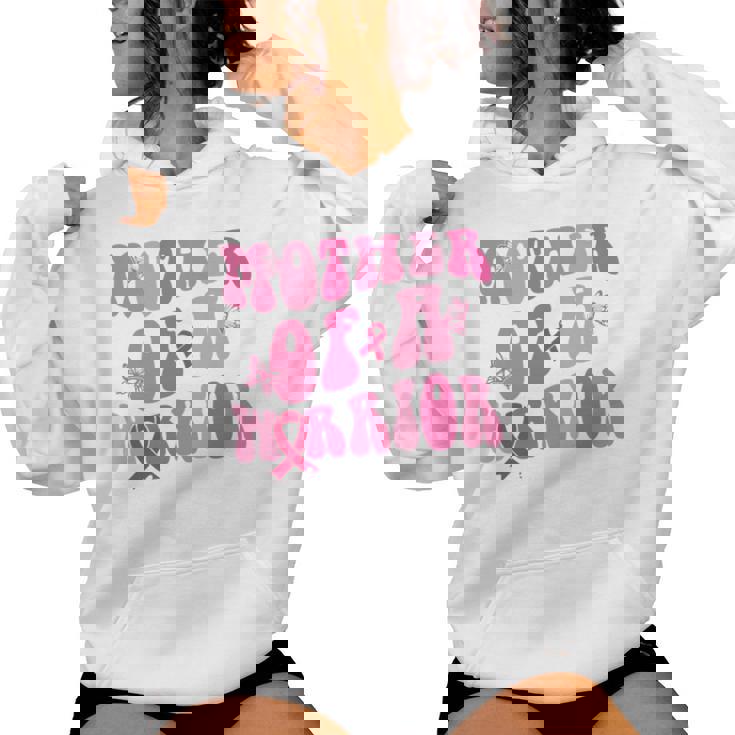 Mother Of A Warrior 乳がん啓発 ピンクリボン 長袖tシャツ レディースパーカー