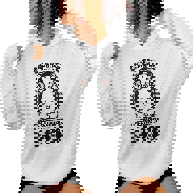 No Puedo Oírte Estoy Escuchando K-Pop Cute Rabbit Kpop Cuello Sudadera con capucha para mujer