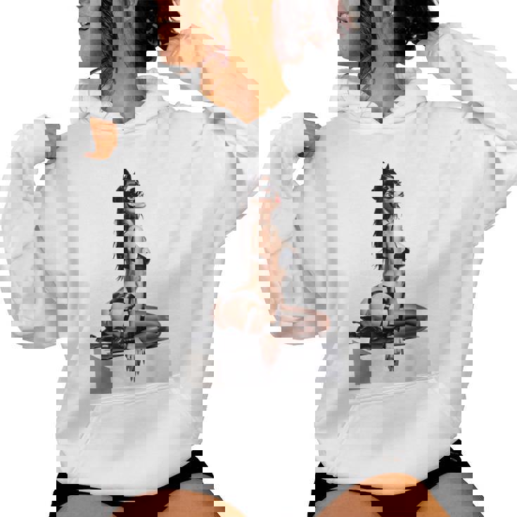 Sexy Girl グラフィックtシャツ セクシー「バッドキティ」ピンナップガール カットアウト。 レディースパーカー