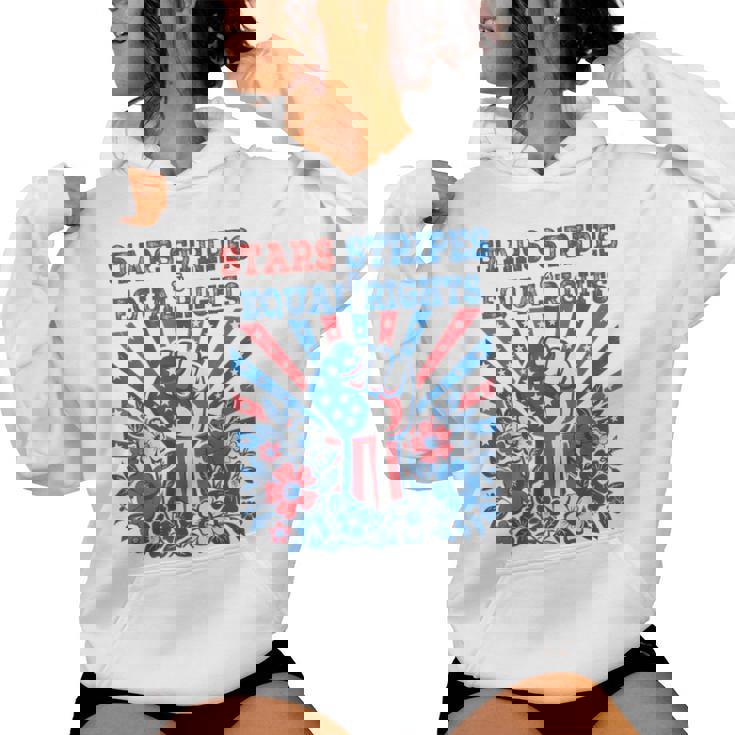 Stars Stripes And Equal Rights 4Th Of July Feminist Floral Women Hoodie