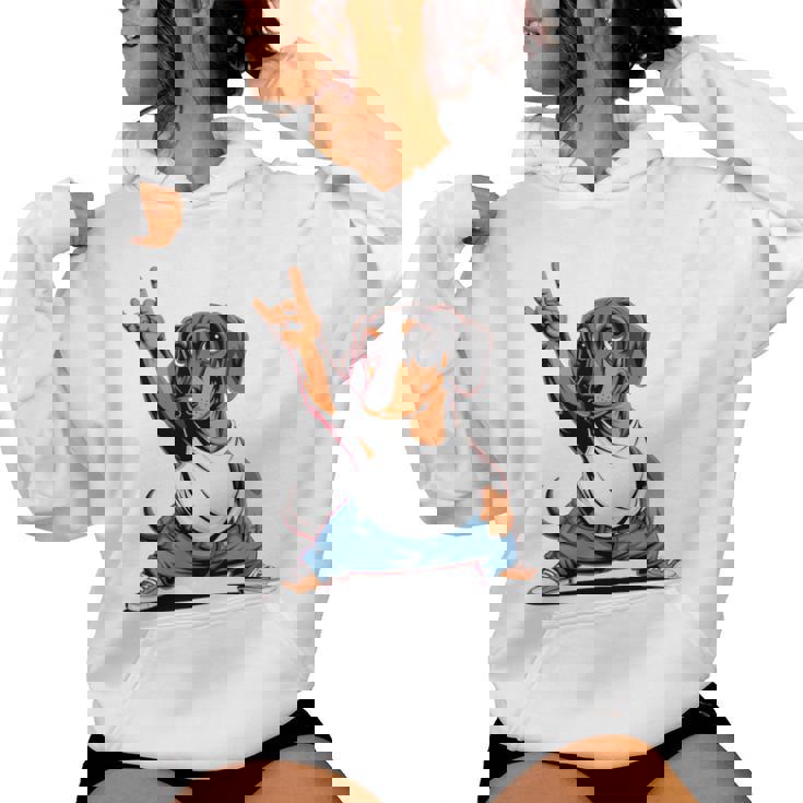 Teckel ロックミュージック 男性 子供 女性 ソーセージ 犬 ダックスフンド 長袖tシャツ レディースパーカー