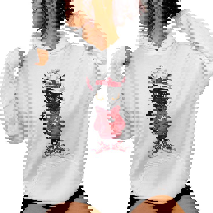 カナダデー 面白い クール 黒猫 カナダ国旗 キッズ 女の子 男の子 レディースパーカー