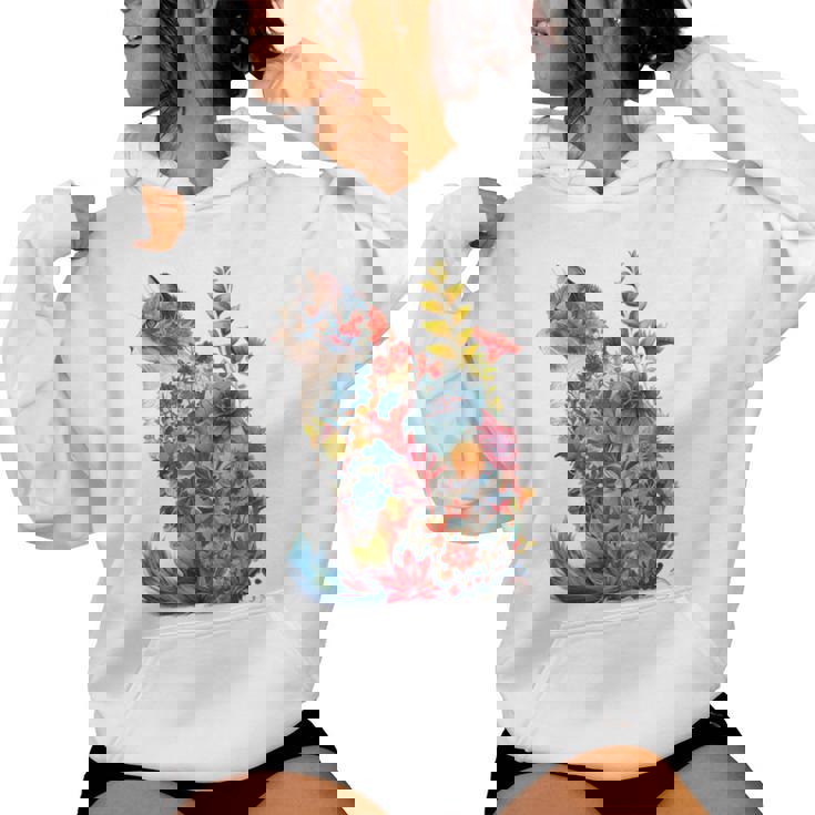 カラフル 花 猫 レディースパーカー