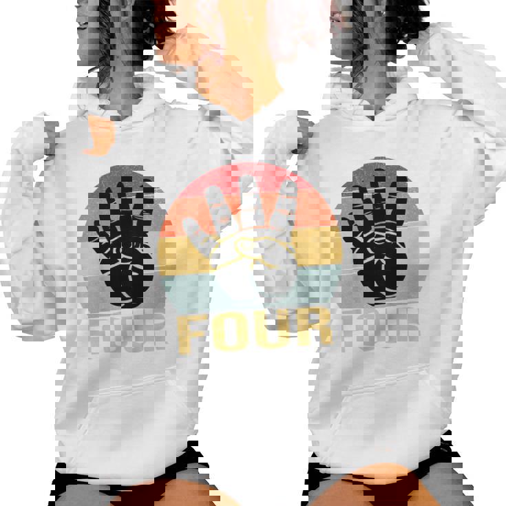 キッズ 4 歳の誕生日 4 つの指 私は 4 4 歳の男の子、女の子 レディースパーカー